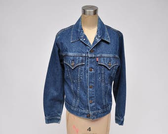 vintage levis jacket denim levi's jacket boyfriend 1980s womens 80s small