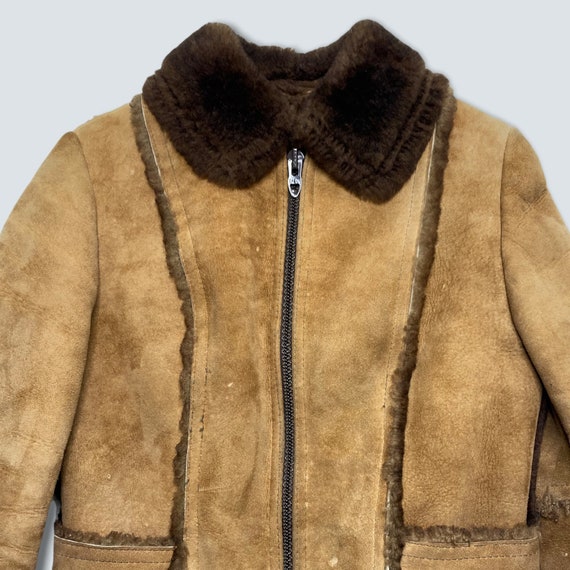 vintage shearling jacket sherpa leather almost famous… - Gem