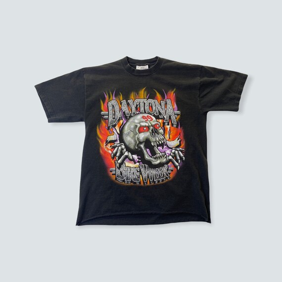 Vintage motorcycle tshirt Flames shirt t-shirt 19… - image 1