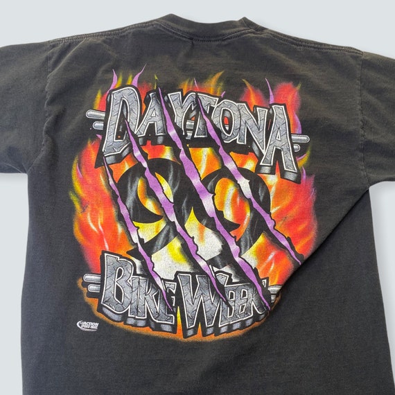 Vintage motorcycle tshirt Flames shirt t-shirt 19… - image 3