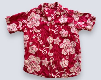 Vintage Hawaiian shirt 1950s 1960s loop collar distressed floral print