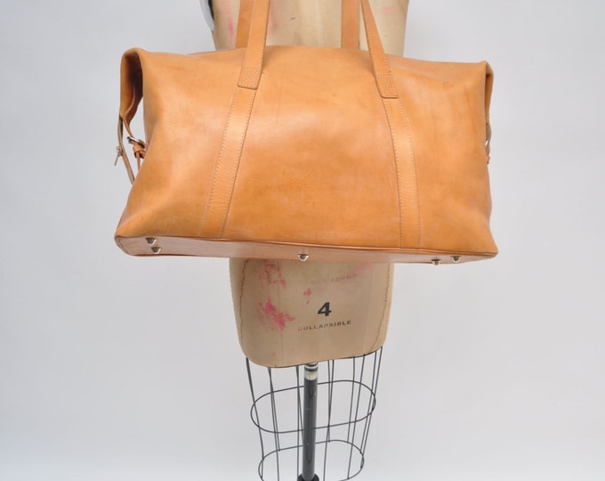 Vintage Leather Bag CARRY ON Weekender Luggage Suitcase Travel Etsy