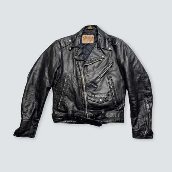 vintage leather jacket MOTORCYCLE biker 1980s 199… - image 1