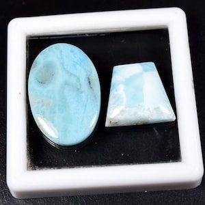 Natuurlijke larimar cabochon, larimar edelsteen, natuurlijke Dominicaanse larimar cabochon edelsteen, pectoliet halfedelsteen 34,95 cts (2 stuks)