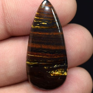 Cabochon in occhio di tigre di ferro da 22,35 ct - Pietra preziosa a forma di pera per la creazione di gioielli - Cabochon lucidato - Cristallo curativo