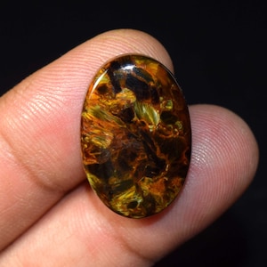 Pedra de Pietersita de Fogo Dourado, Pedra Preciosa Solta Cabochão Oval de Pietersita Natural, Pingente de Pietersita, Anel de Pietersita 19,00 Cts