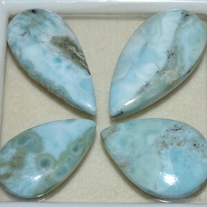 Cabochon di pera di Larimar naturale, pietra preziosa di Larimar, cabochon di pera di Larimar dominicano naturale, pietra preziosa di Pectolite, lotto di pietre preziose di Larimar