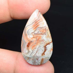 Agate folle dentelle, cabochon poire agate folle dentelle de créateur naturel, pierres précieuses lâches agate dentelle folle, pendentif agate dentelle folle 26,90 cts