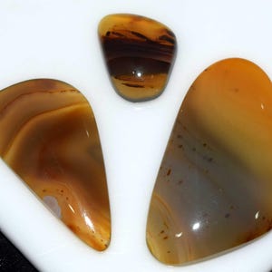 Lote de 3 cabujones de ágata de Montana natural, piedra preciosa suelta de ágata de Montana natural, piedra preciosa curativa, colgante de Montana, joyería con envoltura de alambre