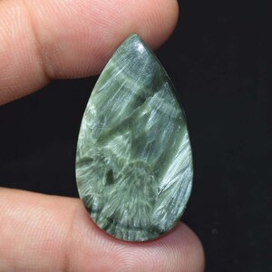 28,35 carati Cabochon a pera in serafinite russa, pietra preziosa sciolta in serafinite russa naturale, gioielli in serafinite russa, anello in serafinite
