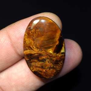 Shinning Golden Fire Pietersit, Natürlicher Pietersit Oval Cabochon, Pietersit Schmuck, Pietersit Anhänger, Pietersit Cabochon 39.00 Cts