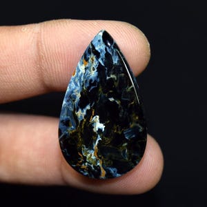Cabochão de pietersita de alta qualidade, cabochão de pietersita natural em formato de pêra, pedra preciosa solta, padrão atraente, pedra de pietersita natural 32,05 ct
