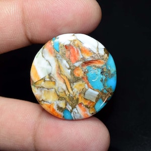 Cabochon di turchese Mojave Spiny Oyster color rame, pietra preziosa sfusa di turchese Mojave Spiny Oyster naturale, turchese Mojave di prima qualità, 31,40 carati.