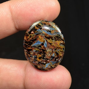 Raro cabochon di pietersite da 25 carati — Bellezza naturale con vortici infuocati — Gemma da collezione da 28 x 23 mm