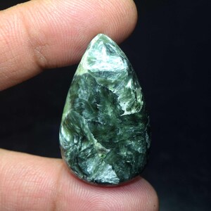 37,70 carati Cabochon a pera in serafinite russa, pietra preziosa sciolta in serafinite russa naturale, gioielli in serafinite russa, anello in serafinite