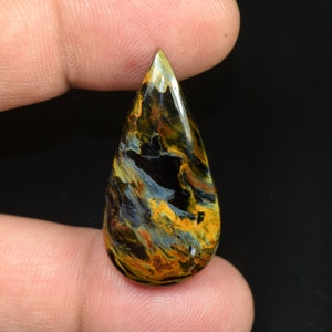 Cabochão de pietersita, cabochão de pêra de pietersita natural Full Fire, cabochão de pietersita natural, anel de pietersita, pingente de pietersita 28,55 Cts