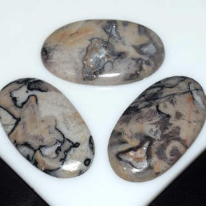 Golfjaspis cabochon 3-delige partij, zeldzame geselecteerde stukken van 100% natuurlijke golfjaspis cabochon losse edelsteen, edelsteen voor het maken van sieraden