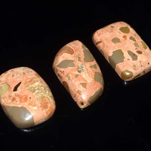 Lote de 3 cabujones de jaspe leopardoita, cabujones de jaspe leopardoita natural, cabujón de jaspe café, gemas sueltas, envoltura de alambre, joyería con gemas