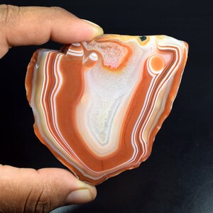 Pietra grezza di agata naturale arancione del Botswana, lucidata su entrambi i lati, decorazione artistica e oggetti da collezione, pietra preziosa di agata naturale del Botswana, fetta, 367,00 ct