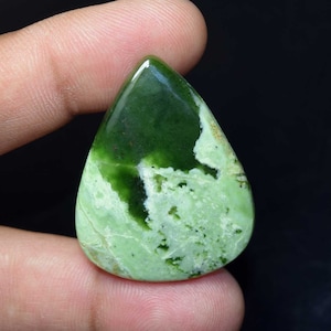 Cabochon di calcedonio cromato da 39,70 ct – Pietra preziosa naturale a forma di pera verde per la creazione di gioielli, avvolgimento di fili, cristalli curativi, pietra da collezione