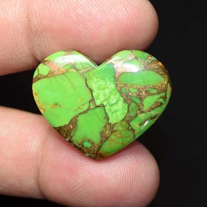 Cabochon a forma di cuore in turchese verde rame 26,10 carati, pietra preziosa sfusa per la creazione di gioielli, turchese naturale rame Mojave, cabochon turchese