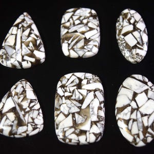 Cabochon en howlite blanc cuivre, fournitures pour bijoux en pierres précieuses en vrac en howlite blanc, pendentif en howlite, bague en howlite en gros, lot de 6