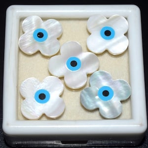 Parelmoer bloem, natuurlijke Turkse boze oog bloem ellips sieraden 5 stuks Lotgrootte 18 mm