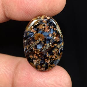 Cabochon di Pietersite naturale da 15 ct / 25x17x4 mm / Motivo a spirale blu-marrone unico / Pietra preziosa da collezione per gioielli personalizzati