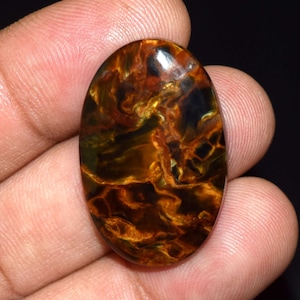 Pietersite de fogo de onda dourada, cabochão oval de pietersite natural, pedra preciosa solta, joias de pietersite, pingente de pietersite 32,00 cts
