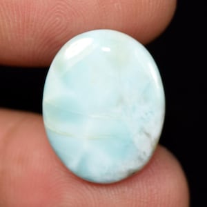 Cabochon ovale en larimar naturel, pierre précieuse de larimar, pierre précieuse de cabochon ovale en larimar dominicain naturel, pierre précieuse de pectolite, bague en larimar de 10,15 ct
