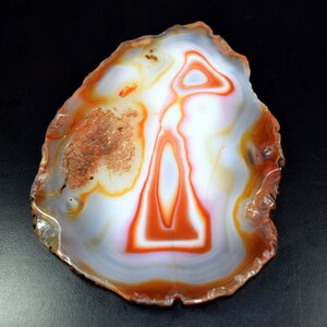 Pietra grezza di agata naturale arancione del Botswana, lucidata su entrambi i lati, decorazione artistica e oggetti da collezione, pietra preziosa di agata naturale del Botswana, fetta, 664,00 ct