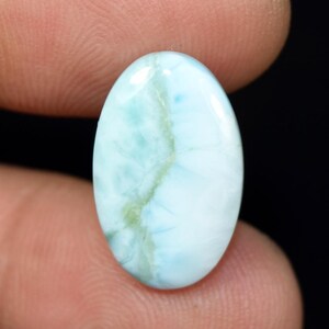 Bague cabochon ovale en larimar naturel, pierre précieuse de larimar, pierre précieuse de cabochon ovale en larimar dominicain naturel, pierre précieuse de pectolite 8,60 cts bague en larimar