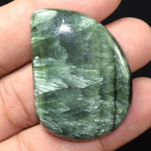 Cabochão de serafinita russa, pedra preciosa solta de serafinita russa natural, joias de serafinita russa, pingente de serafinita 74,15 cts