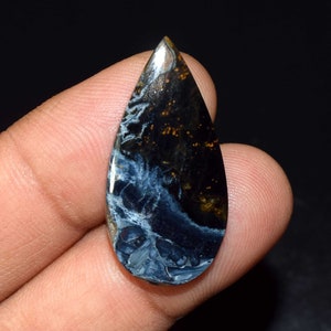 Cabochão de pietersita, cabochão de pêra de pietersita de designer natural, padrão atraente de pietersita natural, pingente de pietersita de 14,05 cts