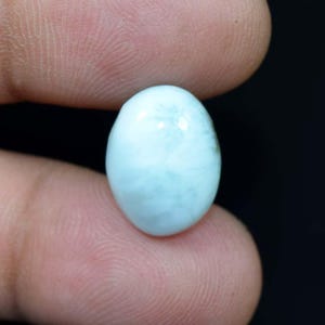 Bague cabochon ovale en larimar naturel, pierre précieuse de larimar, pierre précieuse de cabochon ovale en larimar dominicain naturel, pierre précieuse de pectolite 9,50 cts bague en larimar