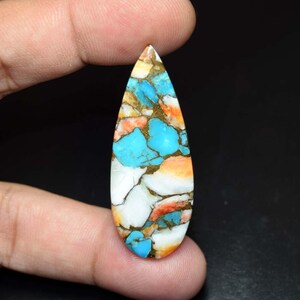 Cabochon di turchese rame Mojave Spiny Oyster, Cabochon di turchese Mojave Spiny Oyster naturale, pietra preziosa sfusa, turchese dell'Arizona 28,10 carati.