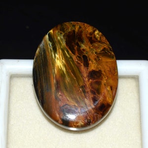 Cabochão de Pietersita de Fogo Dourado para Joias, 47,15 Cts. Cabochão Oval de Pietersita Natural, Joias de Pietersita, Pingente de Pietersita