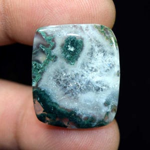 22,65 cts de pierre gemme cabochon d'agate mousse naturelle pour bijoux 25 x 21 x 4 mm