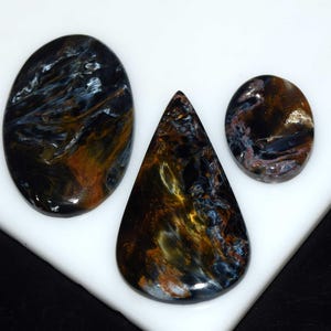 Pietersit Cabochon 3 Stück Lot, überlegene Qualität Natürliche Pietersit Cabochon Lose Edelstein Attraktive Muster Natürliche Pietersit Für Anhänger