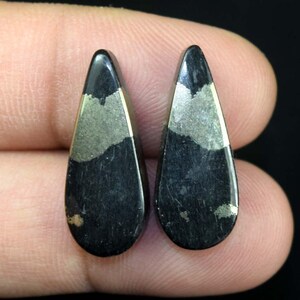Cabochons en forme de larme en or Apache naturel 23,05 cts | Paire de boucles d'oreilles assorties | Cabochons de créateur pour la fabrication de bijoux