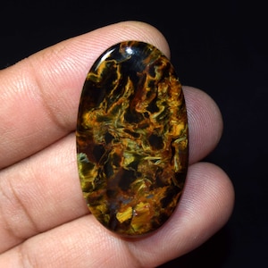Pietersite de fogo dourado, cabochão oval de pietersite natural, joias de pietersite, pingente de pietersite, cabochão de pietersite 46,30 cts