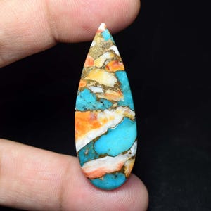 Cabochon di turchese rame Mojave Spiny Oyster, Cabochon di turchese Mojave Spiny Oyster naturale, pietra preziosa sfusa, turchese dell'Arizona 27,00 carati.
