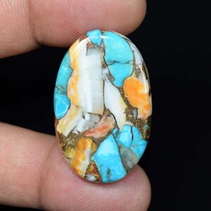 Spiny Oyster Kupfer Türkis Cabochon, natürlicher Mojave Spiny Oyster Türkis Loser Edelstein, Top-Qualität Mojave Türkis 39.30 Cts.