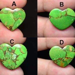 Cabochon turchese rame verde, cabochon turchese Mohave verde a forma di cuore, pietra preziosa sciolta, gioielli in turchese, turchese rame Mojave NW110
