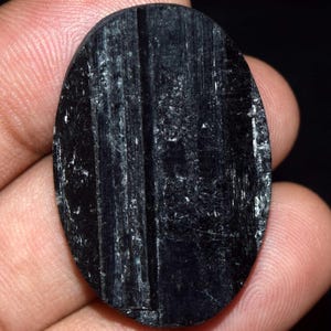 Schwarzer Turmalin Cabochon, Natürlicher Schwarzer Turmalin Cabochon Loser Edelstein, Schutzstein, Wurzel-Chakra Stein, Kristallheilung