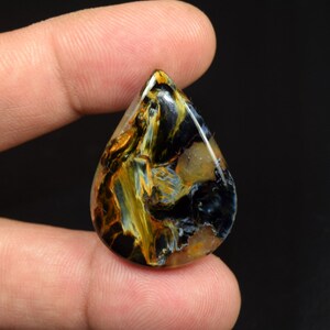 Splendido cabochon di pietersite, pietersite naturale con quarzo a forma di pera, pietra preziosa sfusa, pietersite naturale per ciondolo, 37,65 ct.