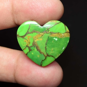 Cabochon a forma di cuore in turchese verde rame da 27,80 ct, pietra preziosa sfusa per la creazione di gioielli, turchese naturale rame Mojave, cabochon turchese