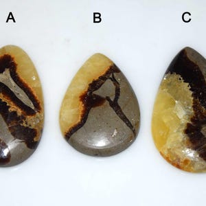 Natürlicher Gelber Septarischer Cabochon, Gelber Septarischer Heilstein Positive Energie Edelstein, Draht Eingewickelter Schmuck, Handgemachter Edelstein JU288