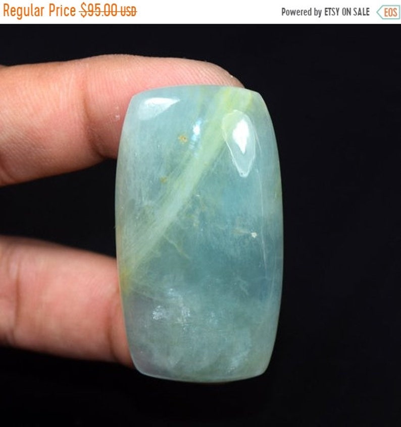 For S Natural Aquamarine,For Ring,For Pendant 100/% Natural Aquamarine Cabochon Cushion 50*28*10 mm Loose Gemstone Cabochon 120.80 Cts