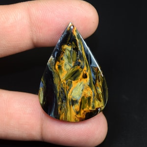 Cabochon gouden vuur pietersiet cabochon, natuurlijke pietersietpeer cabochon losse edelsteen, natuurlijke pietersiet cabochon 38,95 cts
